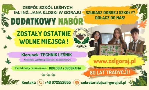 Zdjęcie do OGŁASZAMY DODATKOWY NAB&Oacute;R DO TECHNIKUM LEŚNEGO